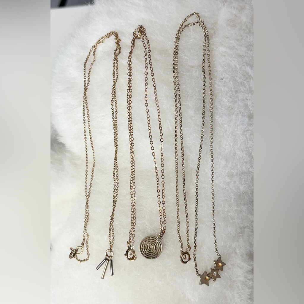 Bundle Of Dogeared Sterling Silver Necklaces, Three Pieces